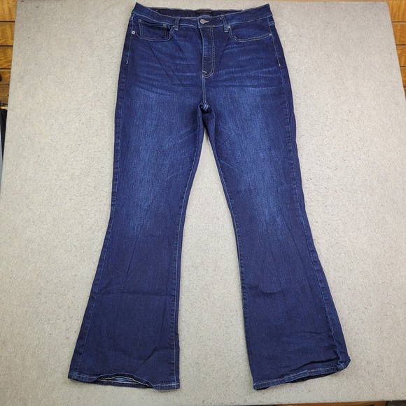 Lucky Brand Stevie High Rise Flare Jeans Womens Size 16/33 Dark Wash Stretch - Picture 1 of 13